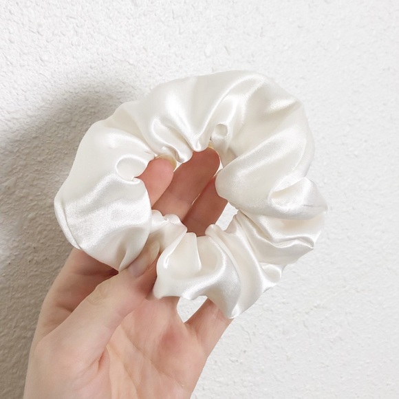 Accessories - Pure White Satin Scrunchie